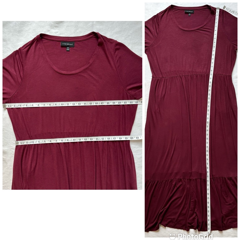 Lane Bryant Women’s Wine Burgundy Knit Flounce Maxi Dress, size 18/20 - Picture 7 of 16